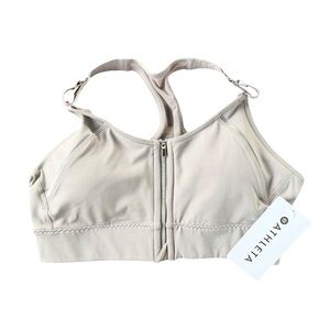 Athleta Women's Cream Zip Sports Bra